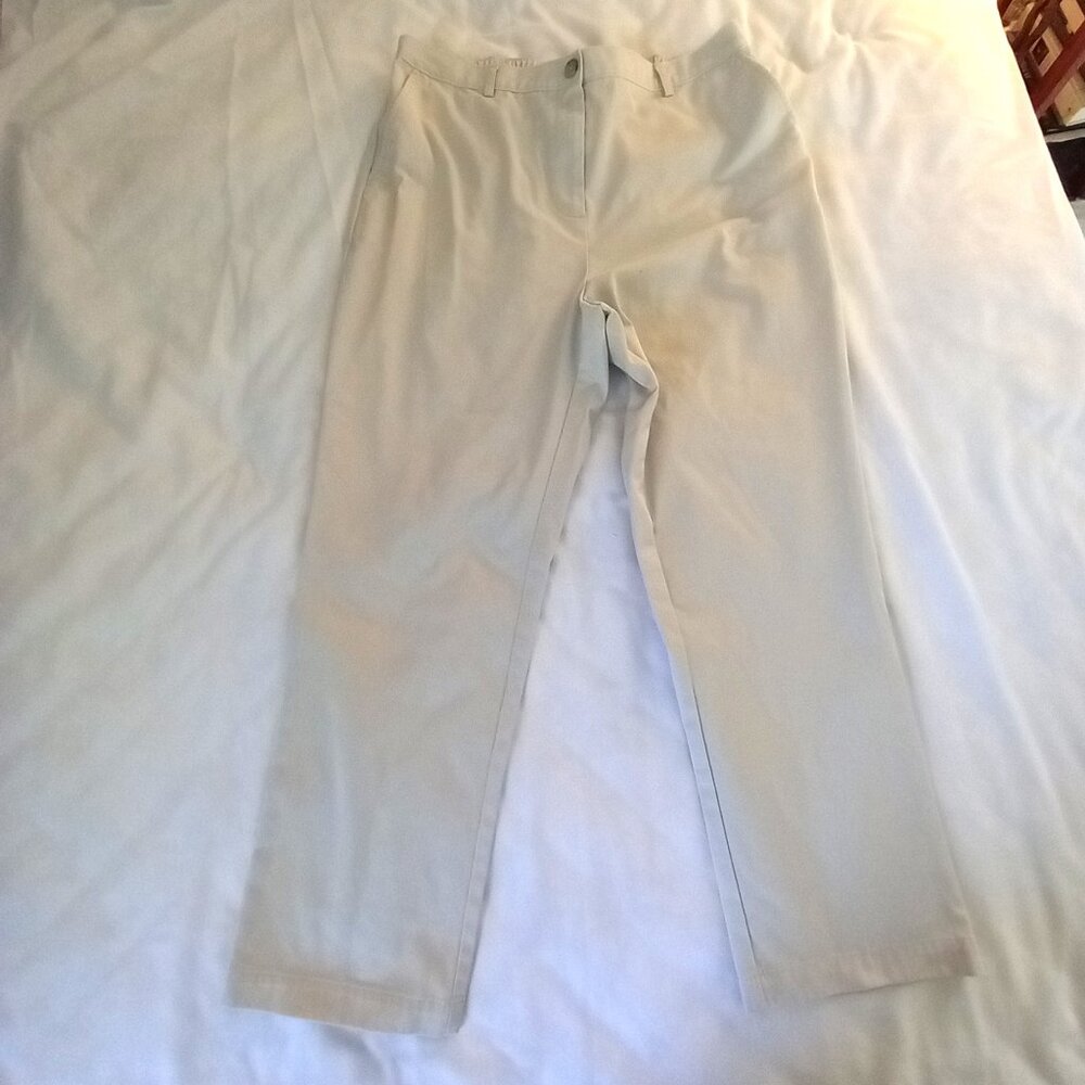 Lands' End Khaki Women Pants Sz. 14P Straight Wide Legs